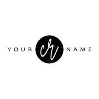 CR Initial Handwriting In Circle Frame Template Design vector