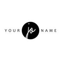 JO Initial Handwriting In Circle Frame Template Design vector