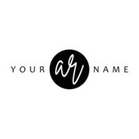 AR Initial Handwriting In Circle Frame Template Design vector