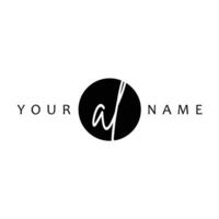 AL Initial Handwriting In Circle Frame Template Design vector