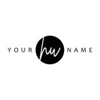 HU Initial Handwriting In Circle Frame Template Design vector