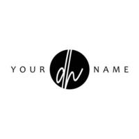 DH Initial Handwriting In Circle Frame Template Design vector
