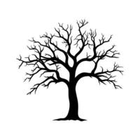 Dead Tree Vector Silhouette Clipart, Scary Tree Silhouette vector, Halloween Spooky Tree vector illustration