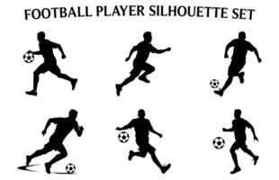 Soccer player silhouette Clipart Bundle, Set of black Silhouettes of Football Players in different poses  isolated on a white background vector