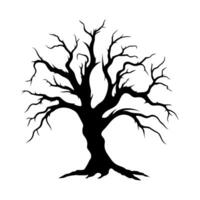 Dead Tree Vector Silhouette Free, Scary Tree Silhouette vector, Halloween Spooky Tree vector illustration