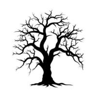 Dead Tree Vector Silhouette Free, Scary Tree Silhouette vector, Halloween Spooky Tree vector illustration