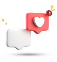 3d rendering of speech bubble love, 3D pastel pink purple chat icon set. Set of 3d speak bubble. png