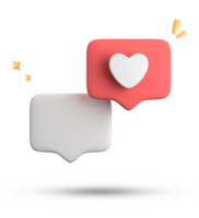 3d rendering of speech bubble love, 3D pastel pink purple chat icon set. Set of 3d speak bubble. png