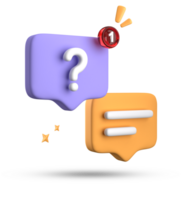 3d rendering of speech bubble, 3D pastel chat with question mark icon set. png