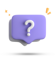 3d rendering of speech bubble, 3D pastel chat with question mark icon set. png