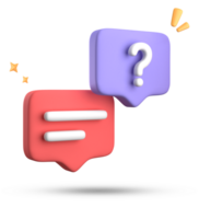 3d rendering of speech bubble, 3D pastel chat with question mark icon set. png