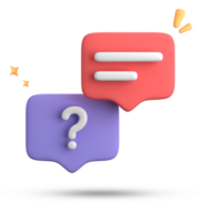 3d rendering of speech bubble, 3D pastel chat with question mark icon set. png