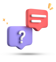 3d rendering of speech bubble, 3D pastel chat with question mark icon set. png