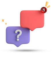 3d rendering of speech bubble, 3D pastel chat with question mark icon set. png