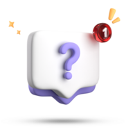 3d rendering of speech bubble, 3D pastel chat with question mark icon set. png