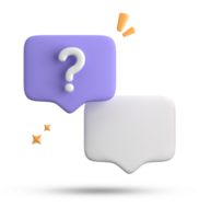 3d rendering of speech bubble, 3D pastel chat with question mark icon set. png