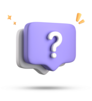 3d rendering of speech bubble, 3D pastel chat with question mark icon set. png