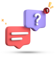 3d rendering of speech bubble, 3D pastel chat with question mark icon set. png