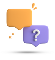 3d rendering of speech bubble, 3D pastel chat with question mark icon set. png