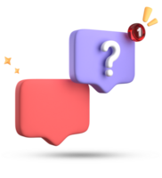 3d rendering of speech bubble, 3D pastel chat with question mark icon set. png