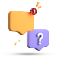 3d rendering of speech bubble, 3D pastel chat with question mark icon set. png