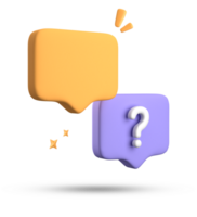 3d rendering of speech bubble, 3D pastel chat with question mark icon set. png