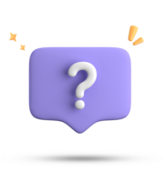 3d rendering of speech bubble, 3D pastel chat with question mark icon set. png