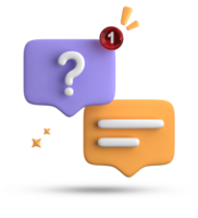 3d rendering of speech bubble, 3D pastel chat with question mark icon set. png