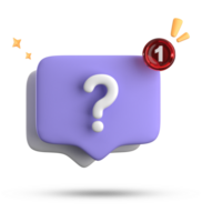 3d rendering of speech bubble, 3D pastel chat with question mark icon set. png