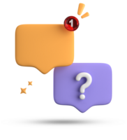 3d rendering of speech bubble, 3D pastel chat with question mark icon set. png