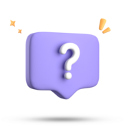 3d rendering of speech bubble, 3D pastel chat with question mark icon set. png