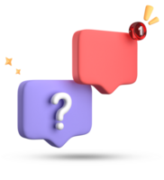 3d rendering of speech bubble, 3D pastel chat with question mark icon set. png