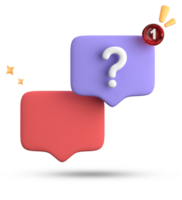 3d rendering of speech bubble, 3D pastel chat with question mark icon set. png