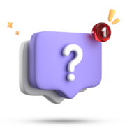 3d rendering of speech bubble, 3D pastel chat with question mark icon set. png