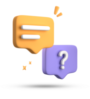 3d rendering of speech bubble, 3D pastel chat with question mark icon set. png