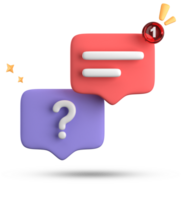 3d rendering of speech bubble, 3D pastel chat with question mark icon set. png