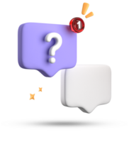 3d rendering of speech bubble, 3D pastel chat with question mark icon set. png