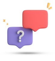 3d rendering of speech bubble, 3D pastel chat with question mark icon set. png