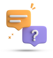 3d rendering of speech bubble, 3D pastel chat with question mark icon set. png