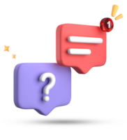 3d rendering of speech bubble, 3D pastel chat with question mark icon set. png