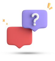 3d rendering of speech bubble, 3D pastel chat with question mark icon set. png