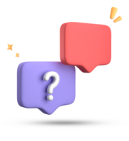 3d rendering of speech bubble, 3D pastel chat with question mark icon set. png