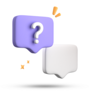 3d rendering of speech bubble, 3D pastel chat with question mark icon set. png