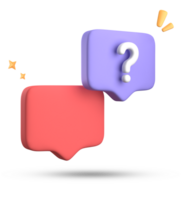 3d rendering of speech bubble, 3D pastel chat with question mark icon set. png