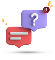 3d rendering of speech bubble, 3D pastel chat with question mark icon set. png