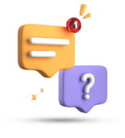 3d rendering of speech bubble, 3D pastel chat with question mark icon set. png