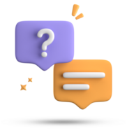 3d rendering of speech bubble, 3D pastel chat with question mark icon set. png