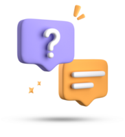 3d rendering of speech bubble, 3D pastel chat with question mark icon set. png