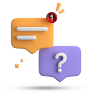 3d rendering of speech bubble, 3D pastel chat with question mark icon set. png