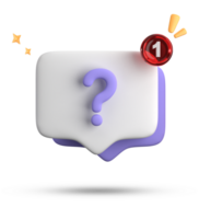 3d rendering of speech bubble, 3D pastel chat with question mark icon set. png